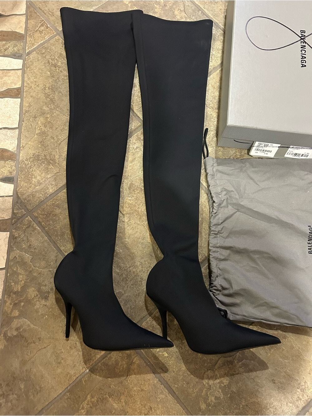 Women's Balenciaga knife over the knee stretch sock boots size 38.5 made italy